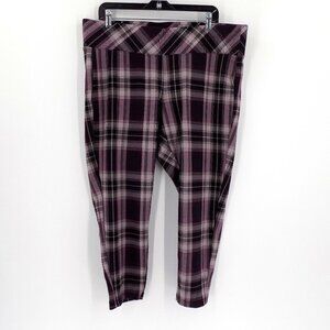 Torrid Studio Ponte Slim Fix Pant Size 2X Purple Plaid